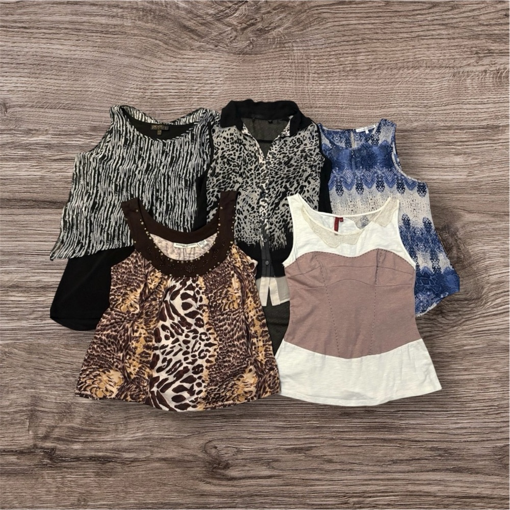 Lot of 5 Womens Leopard Sleeveless Size S/XS Tops